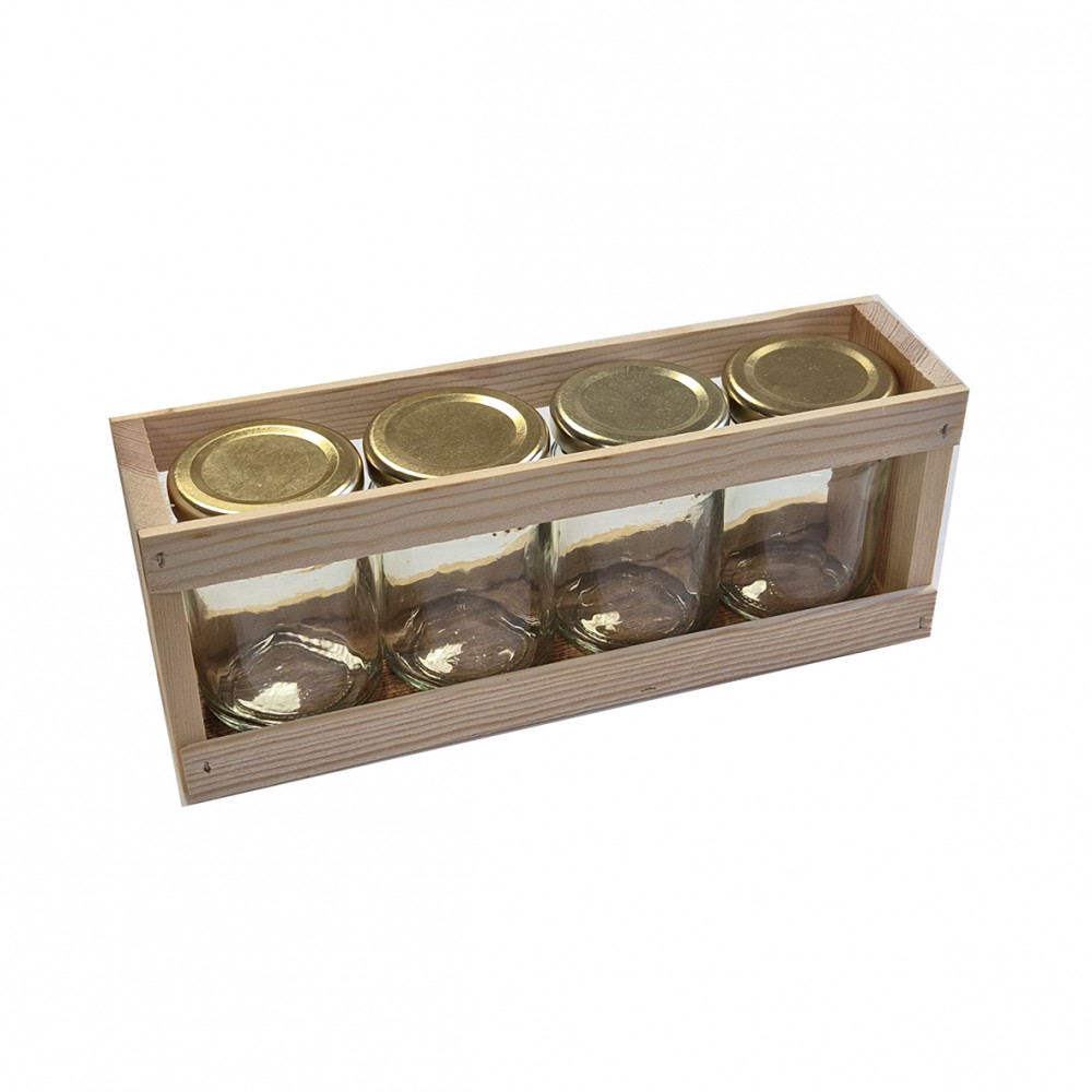 Coffret Bois 4 Pots 125 Gr Droit