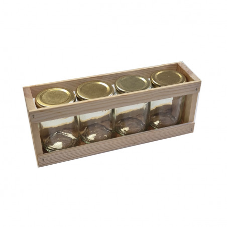 Coffret Bois 4 Pots 125 Gr Droit